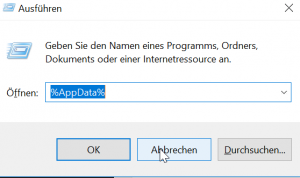 Windows Dialog Ausführen %AppDAta%