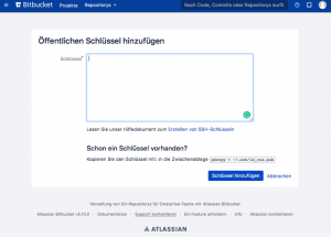 Öffentlichen Schlüssel in Bitbucket hinzufügen