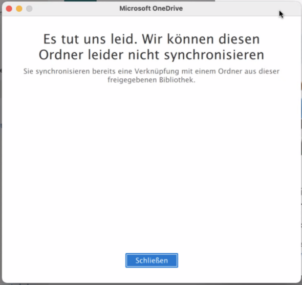 OneDrive: Wir können diesen Ordner leider nicht synchronisieren