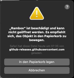 MacOS Fehler: „App“ ist beschädigt und kann nicht geöffnet werden.